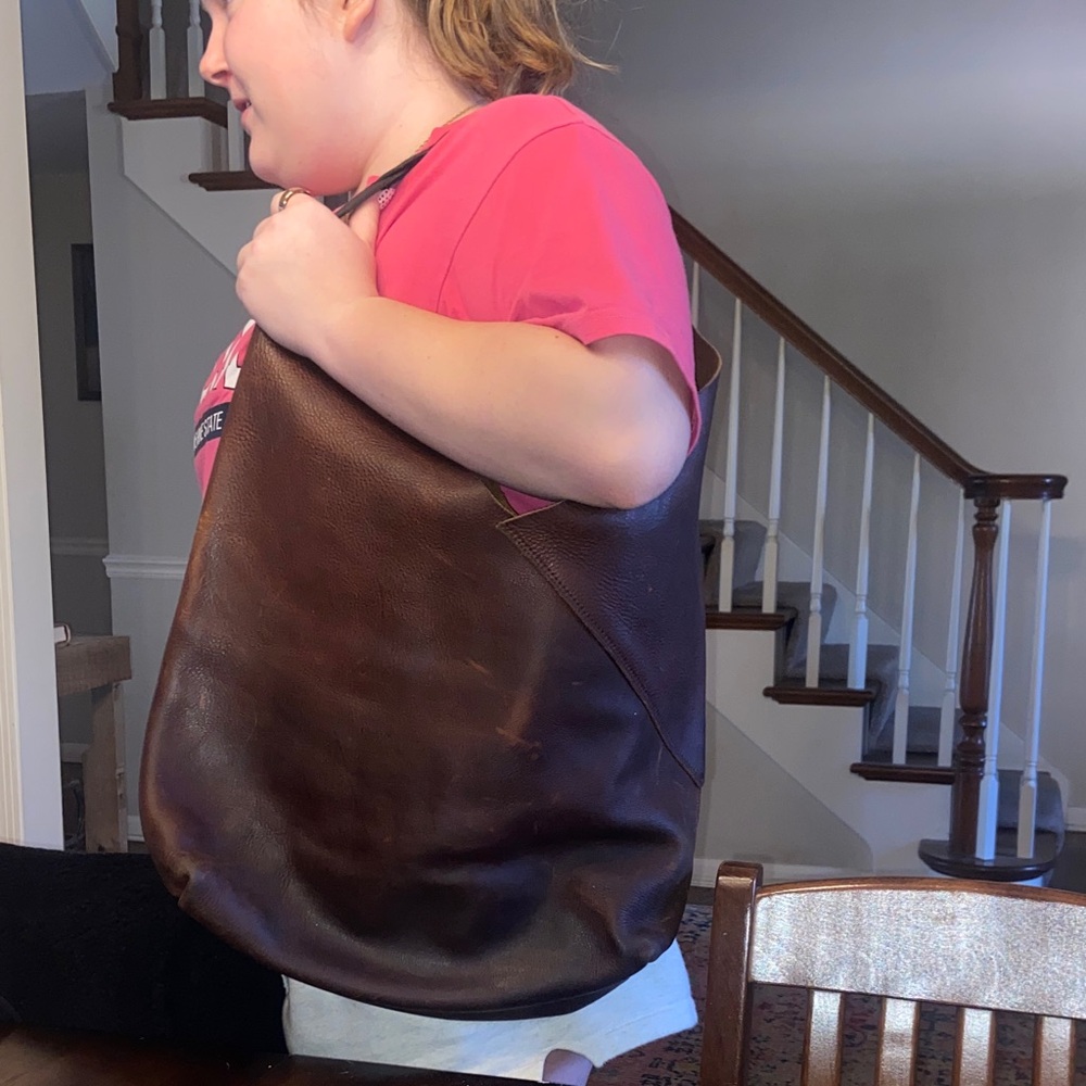 Brown Leather hobo bag from Etsy